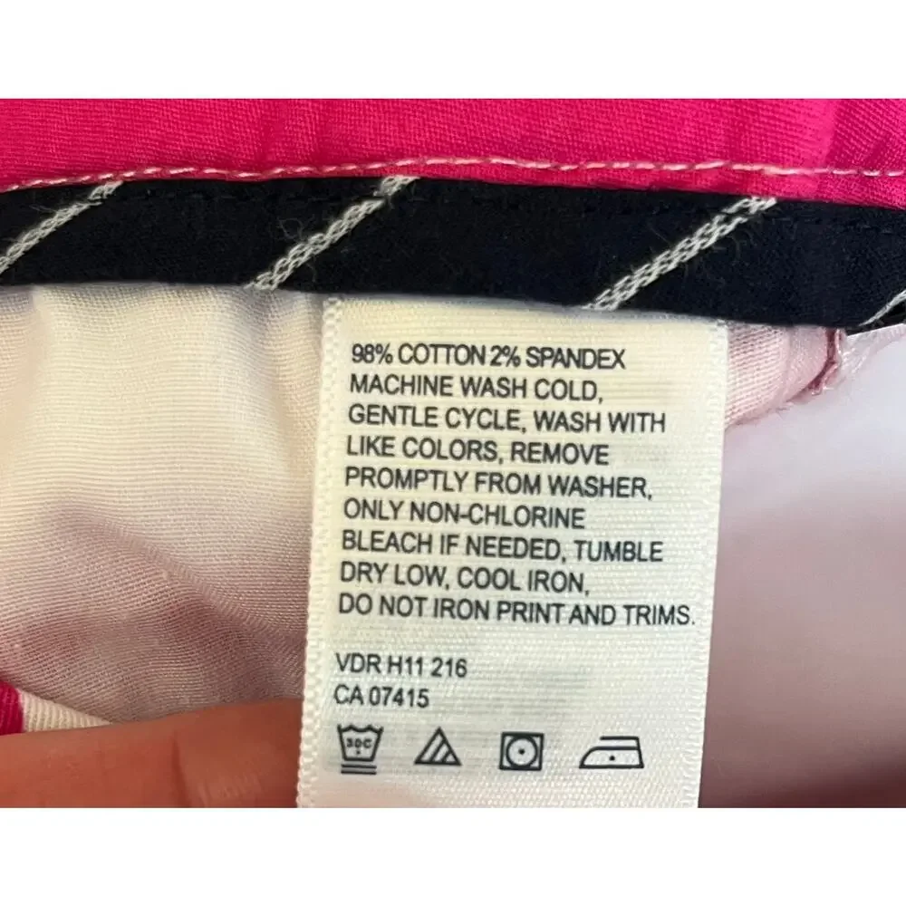 Nautica Fuchsia Hot Pink Geometric Ankle Pants NWT 6 Barbiecore Resort Preppy